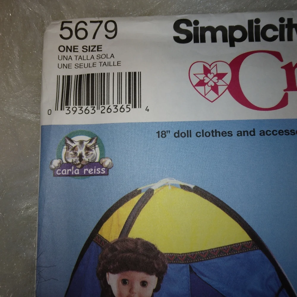 SIMPLICITY 5679 American Girl Doll sized tent sleeping bag backpack coat…